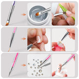 8 Stück Nagel Pinsel, Nagelkunstpinsel Pinsel Sæt, Pinsel Für Nägel Mit Doppelkopf Nail Art Pinsel Sæt Dotting Pen Og Gel Børste til negle Præzise Pinsel Für Nageldesign Und Verzierungen