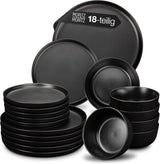Moritz & Moritz NORDIC 6-personers porcelænssæt - 18-delt sort stentøjsstel - skandinavisk design - 6-personers robust stel til daglig brug og gæster - Kombinationsstel