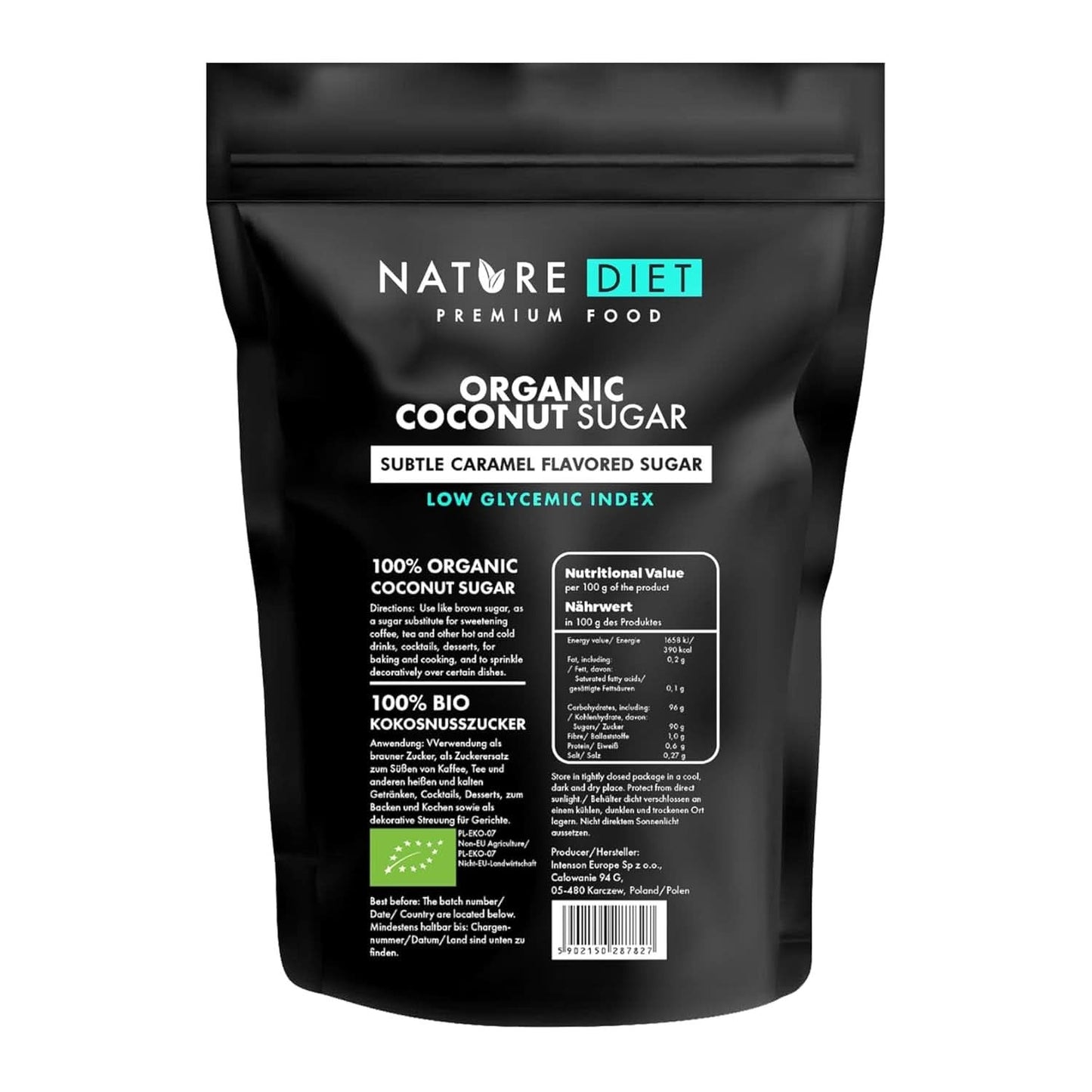 Økologisk kokossukker, karamelsmag, 1,5 kg sødemidler Naty Shop