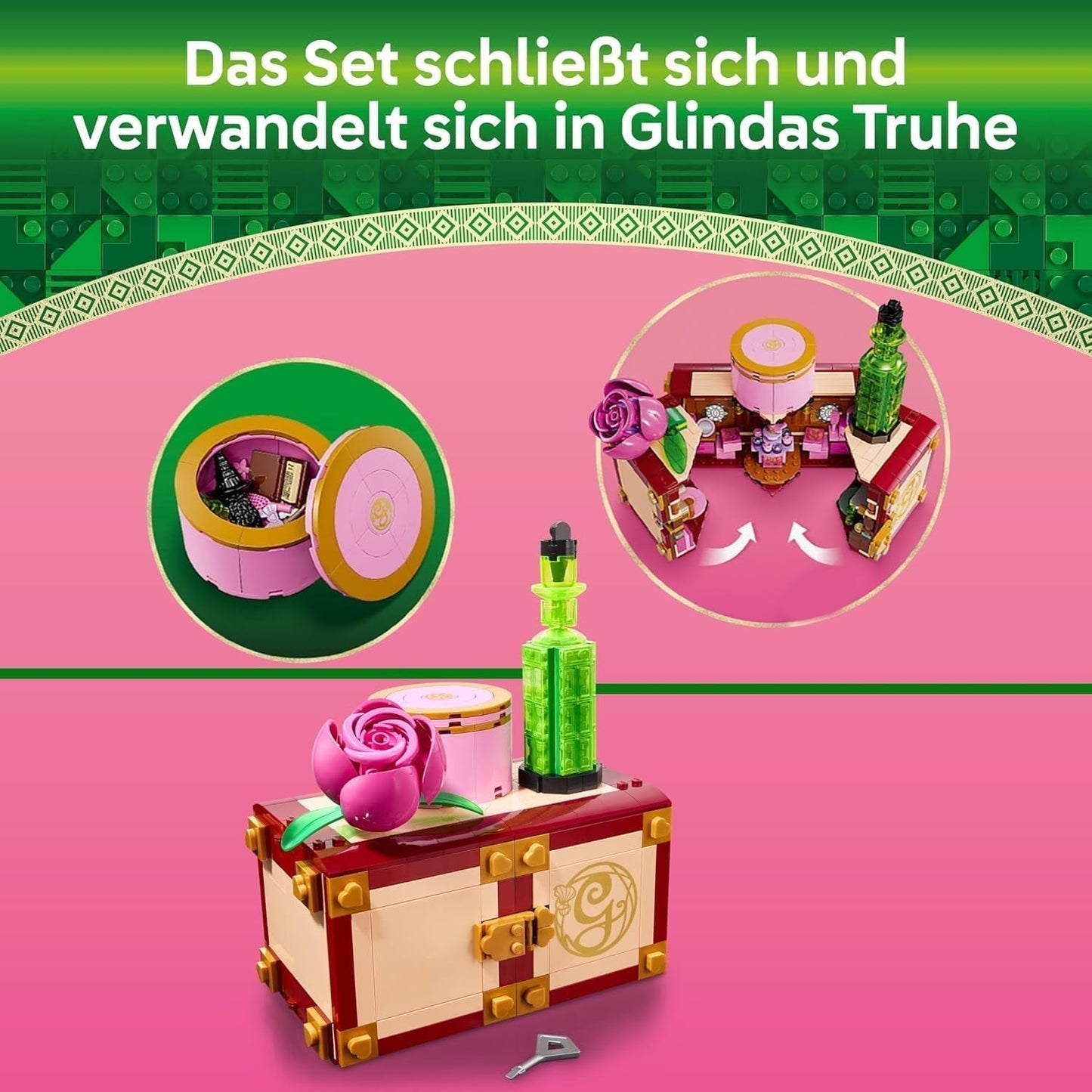 LEGO Wicked Glinda og Elphabas soveværelse - Dukkehus med 2 mini Witches of Oz-dukker, cool tilbehør inklusive blomster og outfits - Kreativt legetøj til piger på 8+ og fans - 75683 Byggesæt Besuche den LEGO-Store