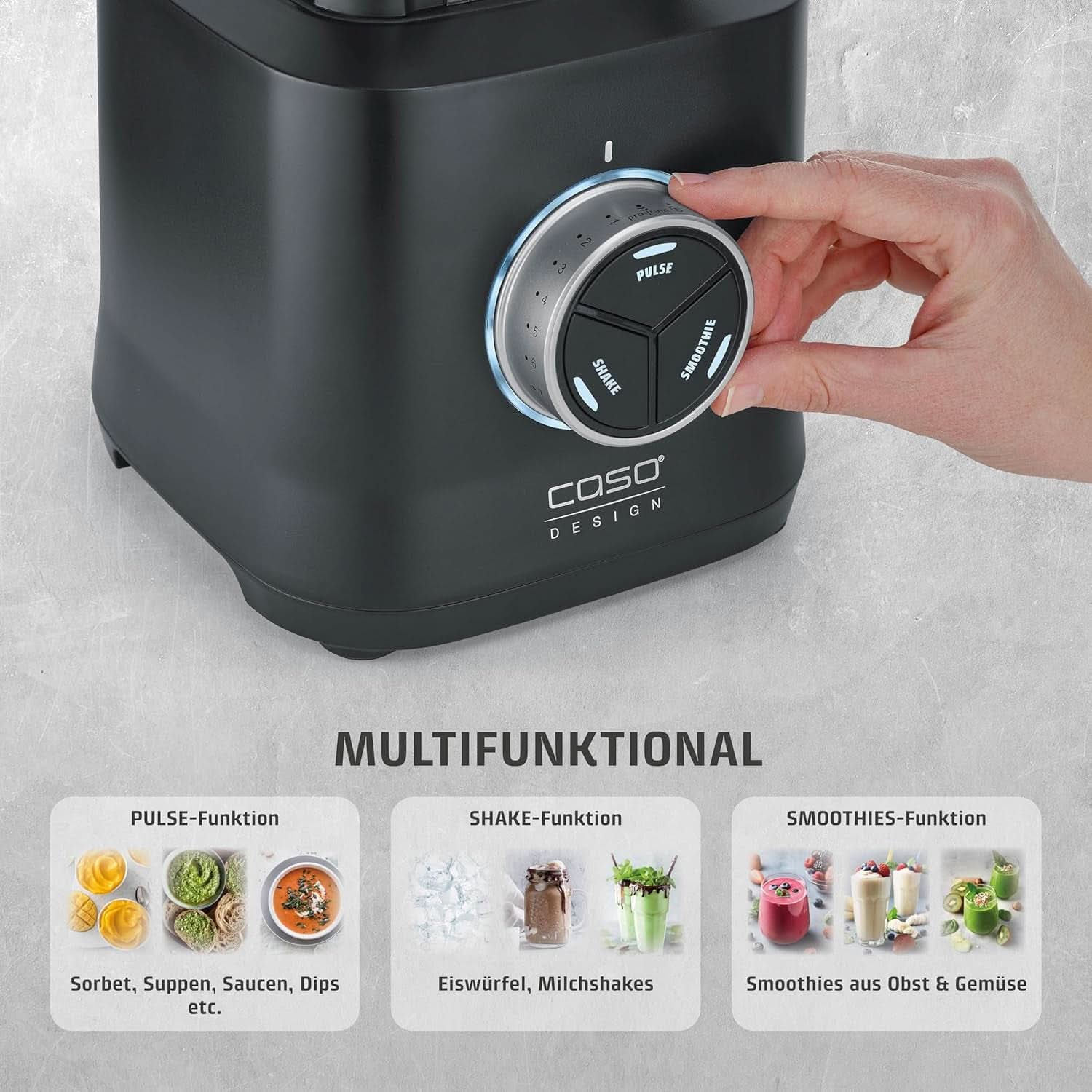 CASO Powerblender B 2000 - Profi Standmixer, 30.000 U/Min, 2000 Watt, Bruchsicherer Tritan-Mixbehälter (2 L), Bpa-Frei, Pulse-, Shake-, Smoothie-Funktion, 8-Fach Messer-System Mit Titanbeschichtung Kitchen Naty Shop