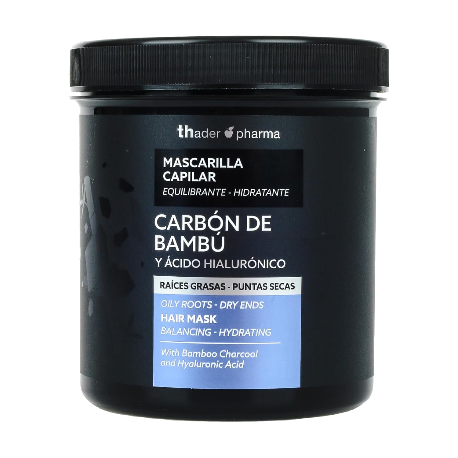 Thader Pharma Balancing Hair Mask med bambuskul og hyaluronsyre - Ideel til fedtede rødder og tørre spidser, 700 ml Naty Shop Hair Mask Standard titel