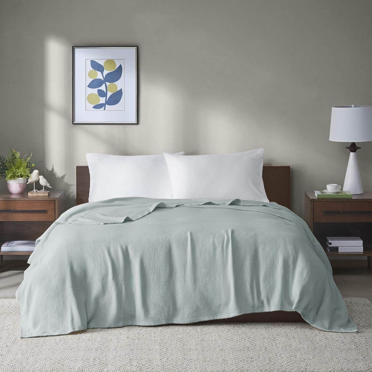 Madison Park Freshspun Wicker bomuldstæppe Twin Grå senge og dyner Madison Park Twin Blue
