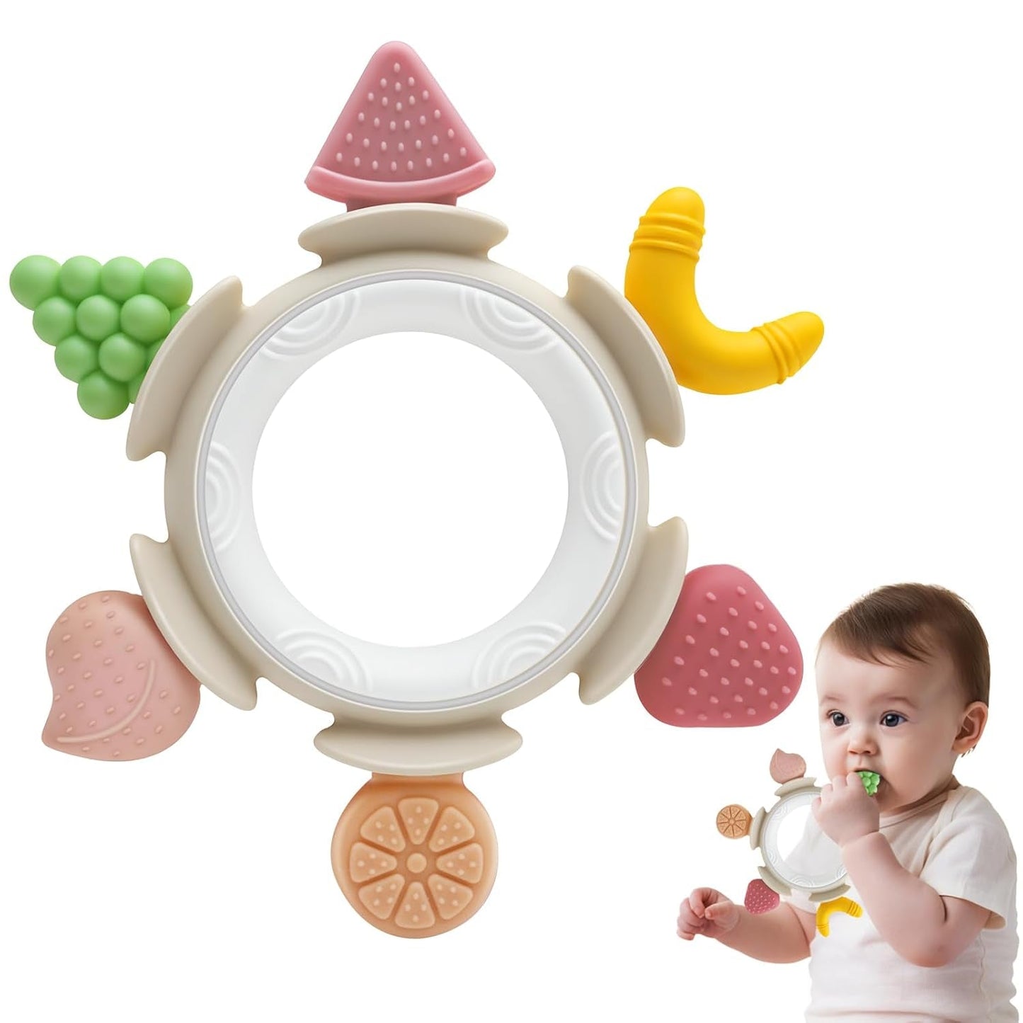 Babybitring sanselegetøj til 0 3 6 7 8 9 10 12 måneder Børnebørsningshjælpelegetøj til nyfødte 3 6 12 18 måneder Drenge Piger Påskegaver til babyshowerfest Brun