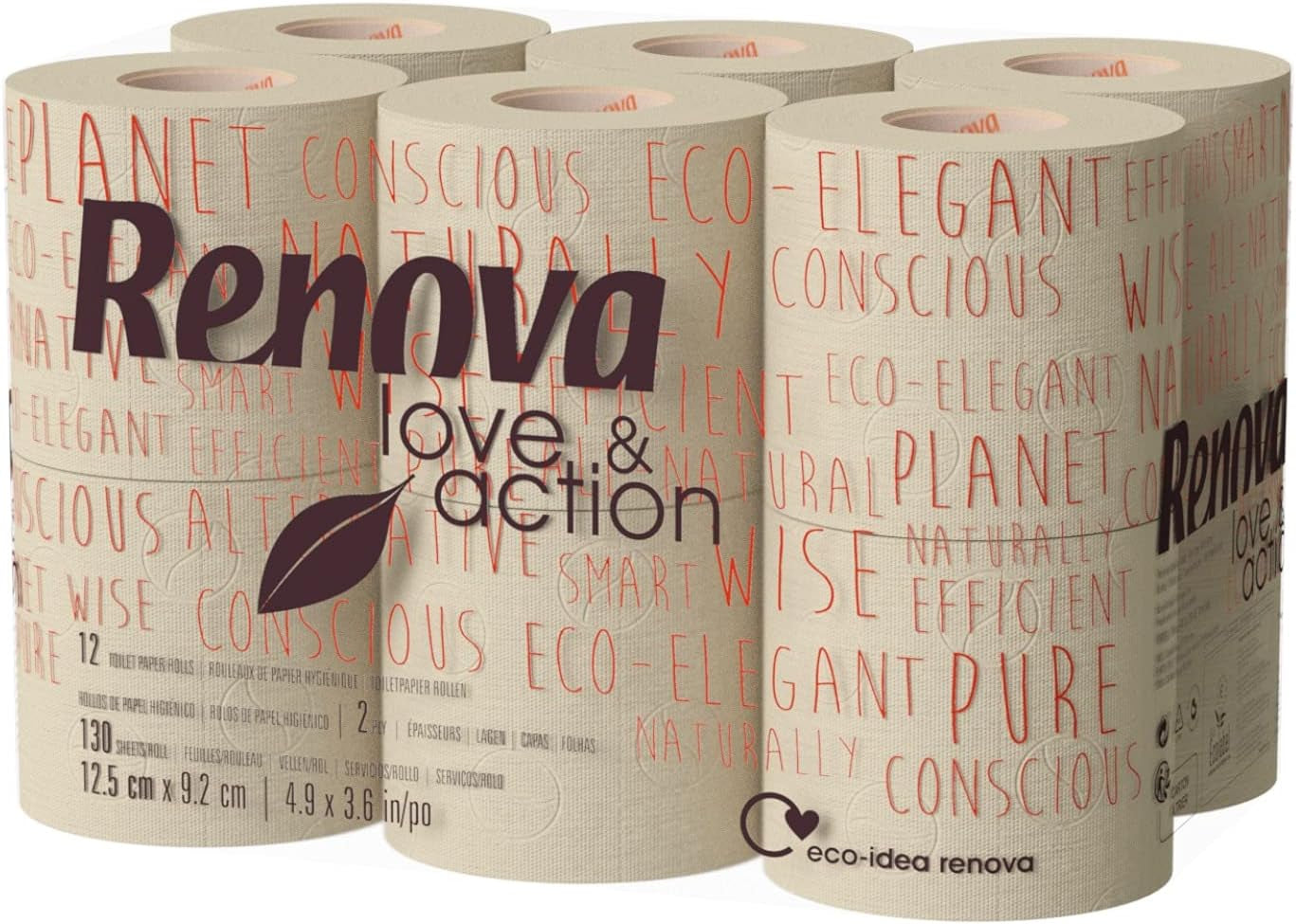 Toiletpapir Renova Love & Action, Beiger Pakke 9 X 12 Rollos-: 108