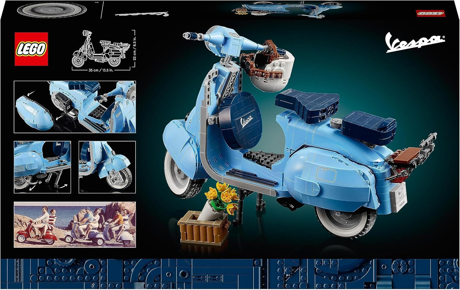 LEGO Icons Vespa 125, bygbar motorcykelmodel, vintage italiensk scooter, modelsæt til voksne, udstillingsstykke som værelsesindretning, gaver til kvinder og mænd 10298 byggesæt Besuche den LEGO-Store