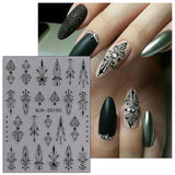 JMEOWIO 3D Nagelsticker Schwarz Weiß Blume Nail Art Sticker Selbstklebend Nagelaufkleber 5D Stereoskopisk Blumen Dekoration Nageldesign Zubehör 4 Blatt