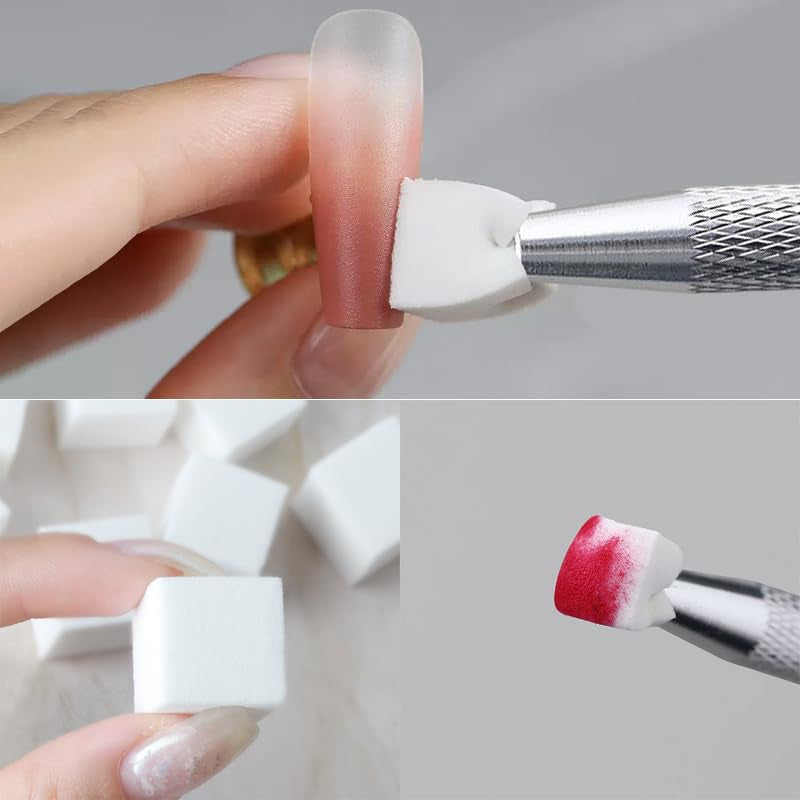 200 Stück Nail Art Schwamm Mit Metallgreifer, Sponge Nagel Pinsel, Nageldesign Tilbehør Schwammpinsel, Um Eine Varuandung Von Gradient Nail Art Patterns Zu Erstellen(Weiß?