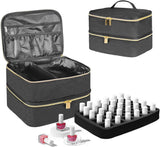 Nail Lacquer Organizer Tasche, Doppelschicht Nail Lacquer Opbevaringsboks, Organizer Koffer Für Nageldesign Kosmetiktasche Für 30 Flaschen Neonail Base(15Ml-0.5 Fl.Oz) & 1 Neglelampe(Schwarz)