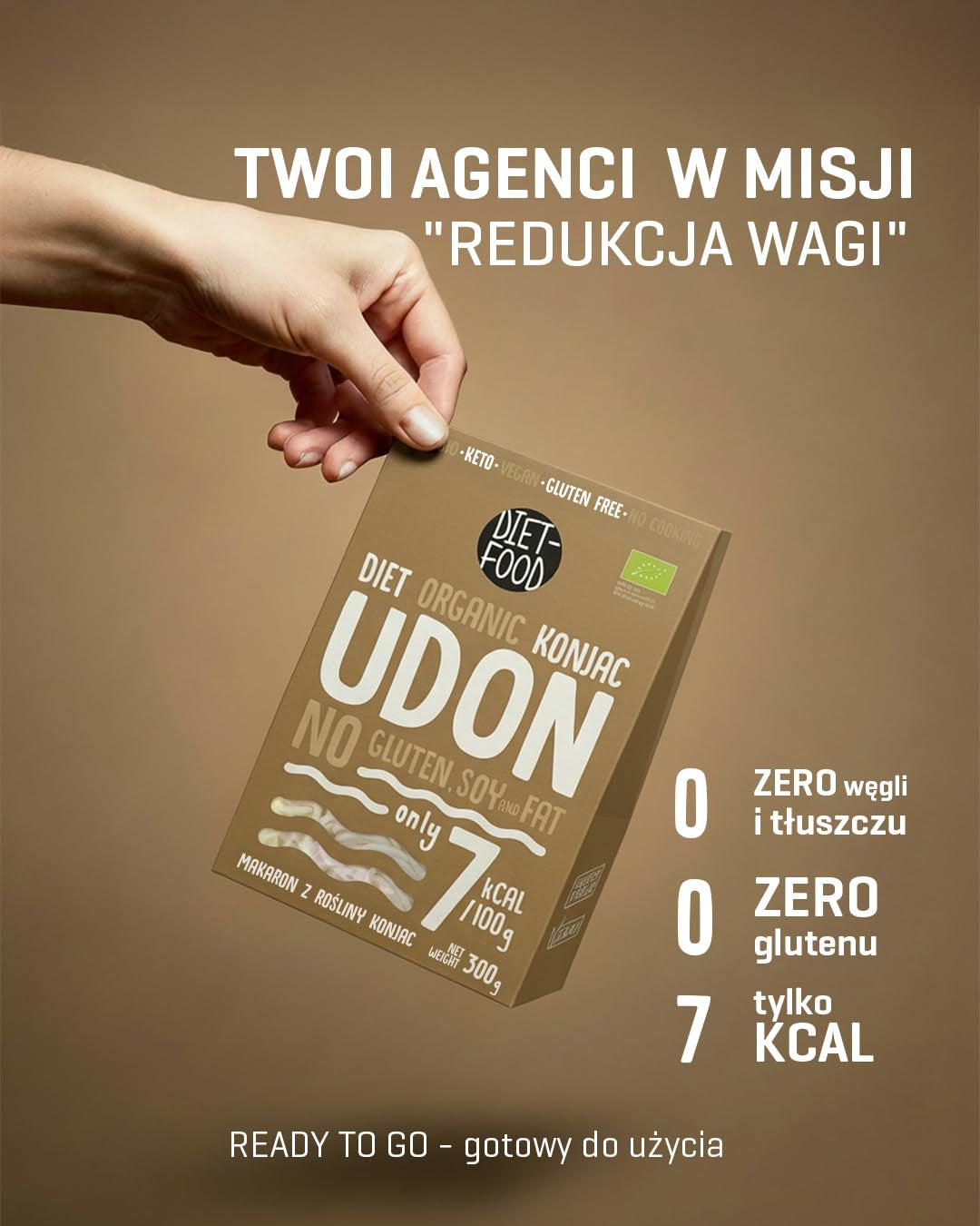 Udon Shirataki Konjac Noodles Bio 385g - Lavt kalorieindhold, glutenfri, vegansk - lavet af konjacrod, rig på fibre DIET-MAD