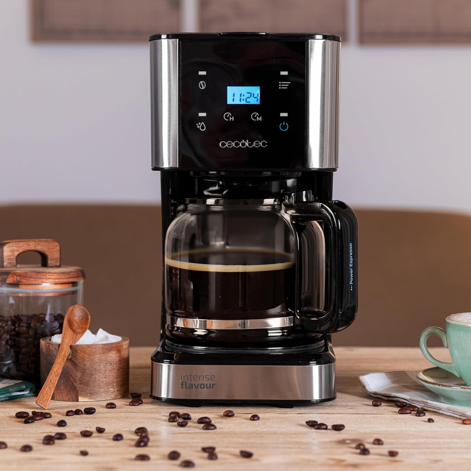 Espresso med filter Cecotec Coffee 66 Drop and Touch, effekt 950 W, 1,5 L, 12 kopper, touchskærm, glaskaraffel, 24-timers timer, 6 kontakter, genanvendeligt mesh-filter
