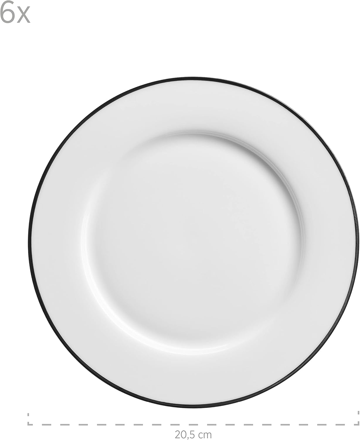 Mäser Nola Series Moderne 6-personers kaffestel Hvid med sort kant 18-delt porcelænssæt Kaffekopper Underkopper og desserttallerkener - Rundt kaffestel Kaffesæt Hvidt