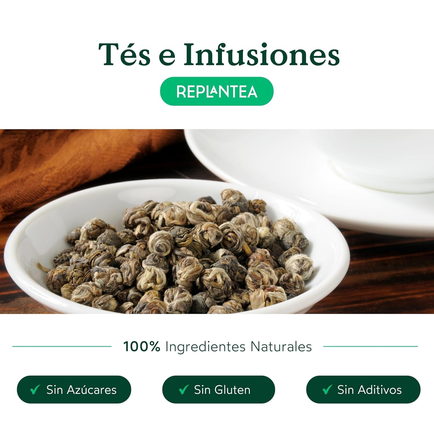Økologisk te Jasmin Dragon Pearls (100 g) | Premium grøn te i form af håndrullede jasminperler | Tespecialitet med delikat blomsteraroma | GENPLANT