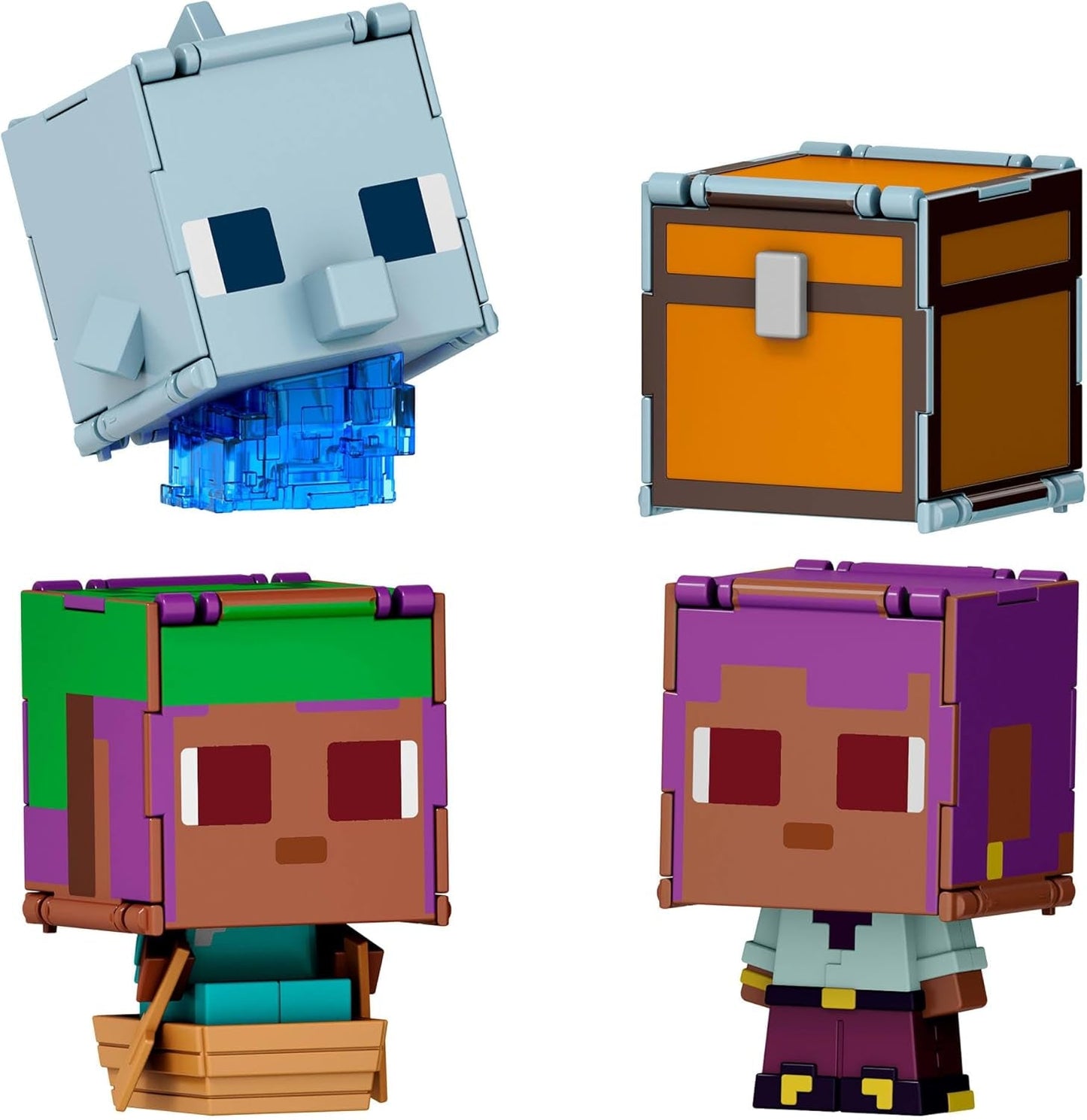 Mattel Minecraft Flippin' Figs får og kylling 2-pack med 2-i-1 legefigurer, store hoveder og pixeldesign HXK17 actionfigurer Naty Shop Ivy and the Dolphin