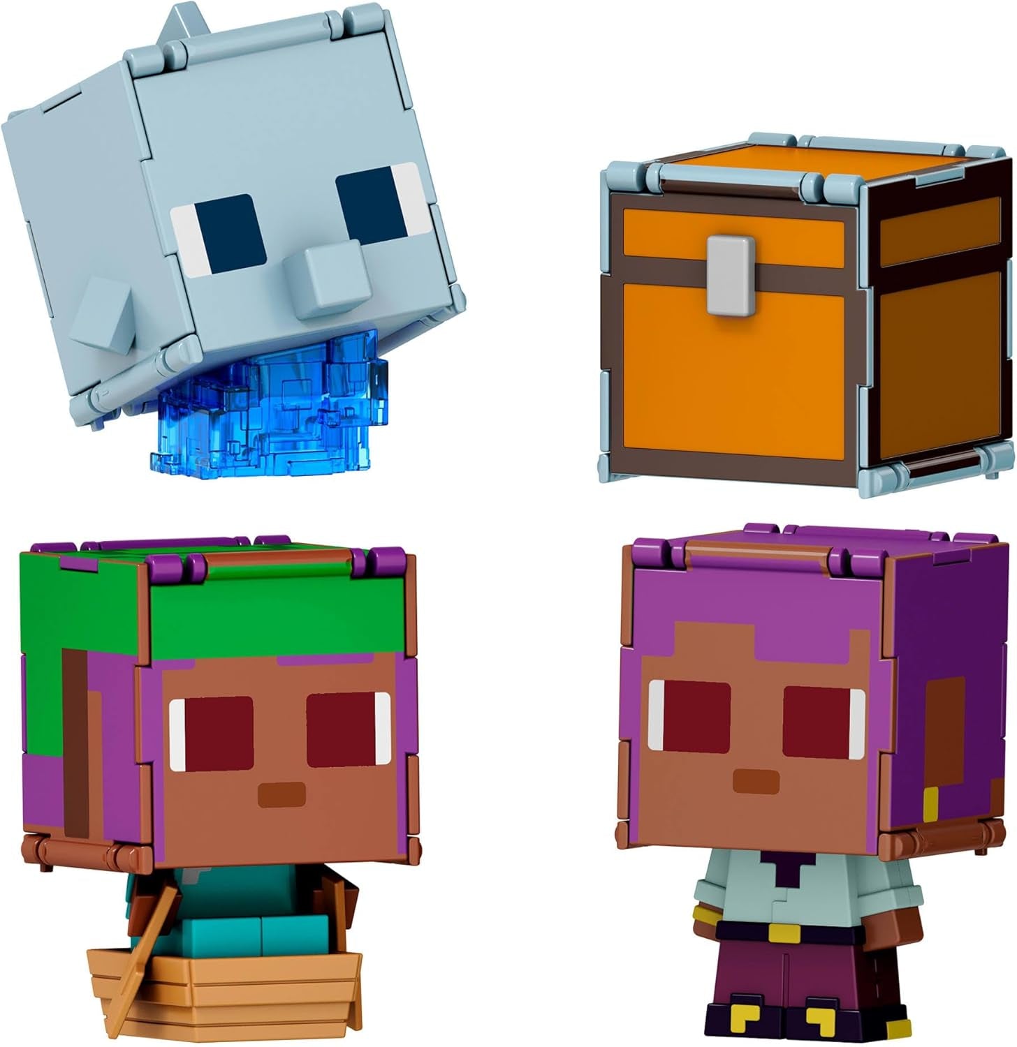 Mattel Minecraft Flippin' Figs får og kylling 2-pack med 2-i-1 legefigurer, store hoveder og pixeldesign HXK17 actionfigurer Naty Shop Ivy and the Dolphin