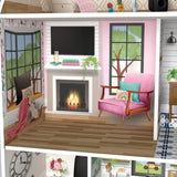 Olivia's Little World Dreamland 3-tiers interaktivt dukkehus i træ med 13 dukkemøbeltilbehør Hvid TD-13632A