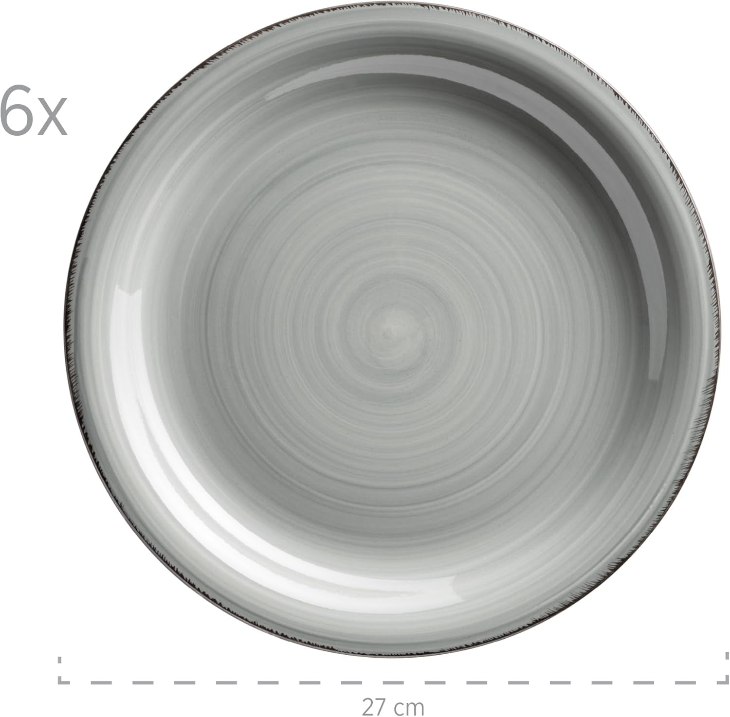 MÄSER 931875 Bel Tempo II porcelænssæt til 6 med moderne vintagelook, 18-delt bordservice, håndmalet keramikstel, stentøj, røgblå