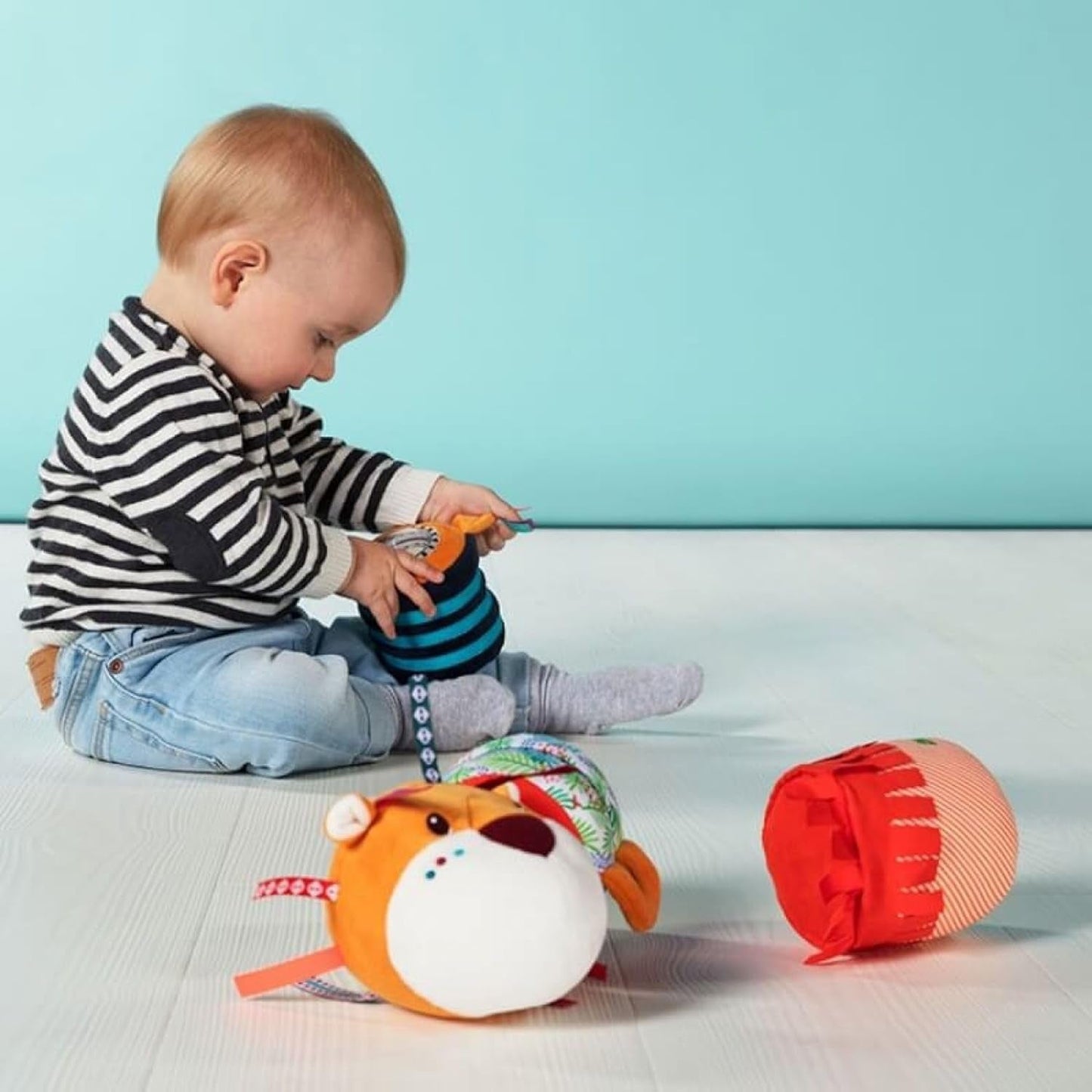 Lilliputiens - Jack Velcro lydrulle - Farverigt aktivitetslegetøj til babyer med forskellige lyde og aftagelige rangler - Fremmer lytning og motorik - Fra 6 måneder - 83064 Baby Toys Naty Shop