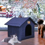 Katzenhaus Für Draußen Winterfest Wasserdicht Wetterfester Katzenhöhle Haustierhaus mit Katzenmatte Varm Hundehöhle Waschbar Hundehaus Tierheim Für Streuner Haustiere 35x30x35cm