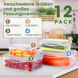 YASHE madopbevaringskrukke med låg, 12-stykke plastikopbevaringskrukkesæt, BPA-fri, 100 % lækagetæt, stabelbar, klare madopbevaringskasser Naty Shop
