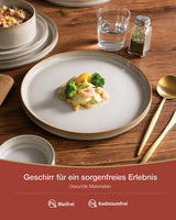Stjerne 18-delt porcelænssæt, 6-personers servisesæt, porcelæn, ridsefast, tåler mikroovn og opvaskemaskine, cappuccino hvid