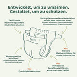 Naty BioEmbrace babybleer, størrelse 3 (4–9 kg) | 100% plantebaserede materialer, skånsomme mod huden | Åndbar blødhed, dermatologisk testet, fremragende absorption | 100 stk.