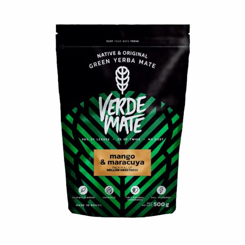 Green Mate Green Mango & Maracuya 0,5 kg | Mate frugt te | The exotic taste of Mate tea The power of cooling | Naturlig stimulering | Mate Tea fra Brasilien | 500 g