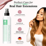 2-faset spray til pleje af human hair extensions | højkoncentreret keratin, kollagen og B5 | beskyttelse og glans til menneskehår tape extensions | ideel til menneskehår extensions og menneskehår fletninger | 2-pack Håraffiltringsprodukter Naty Shop