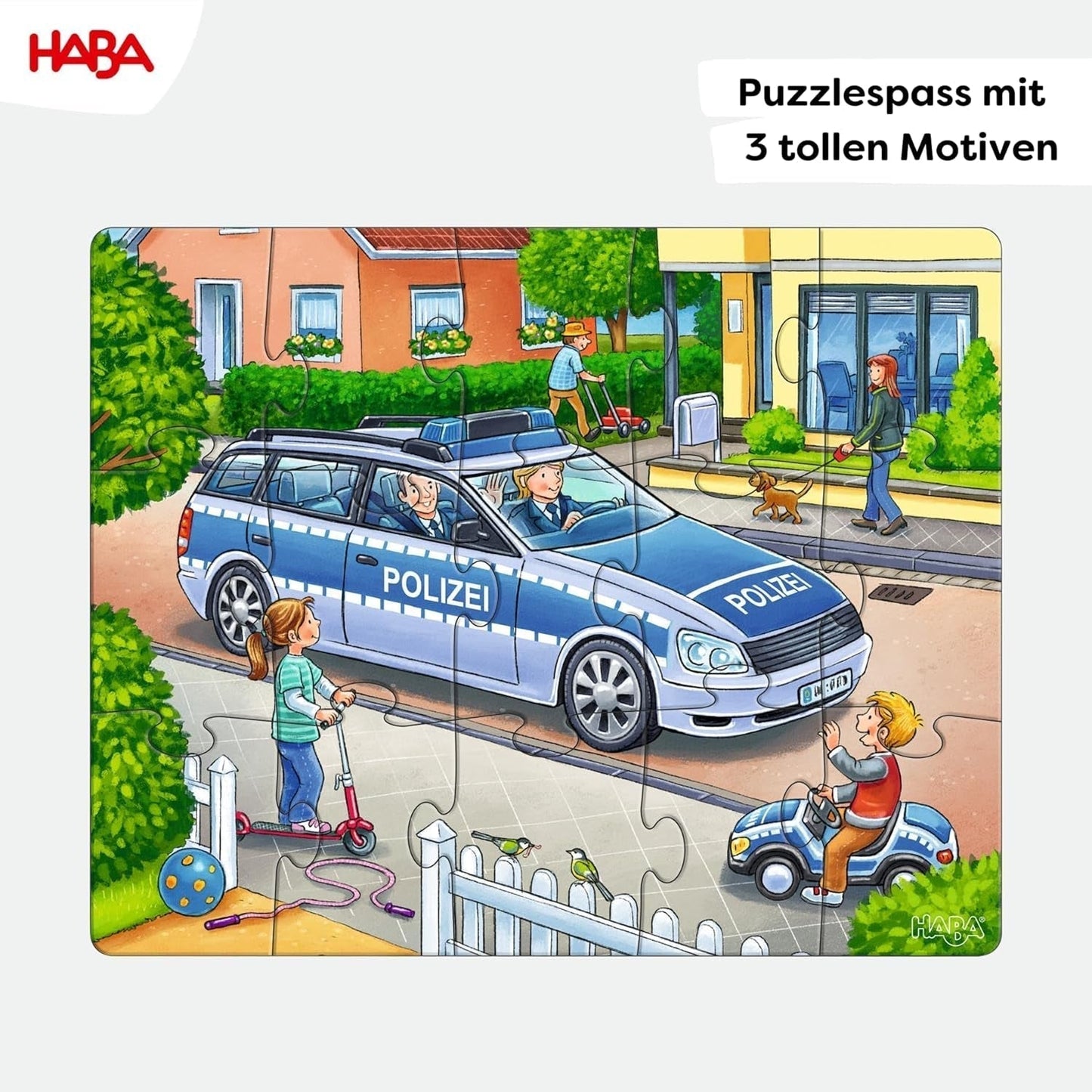 HABA Brandvæsen puslespil - 3-delt sæt til børn fra 3 år og opefter Politi og ambulance pappuslespil - fremmer finmotorik og koncentration - 1302759001 Puslespil Naty Shop