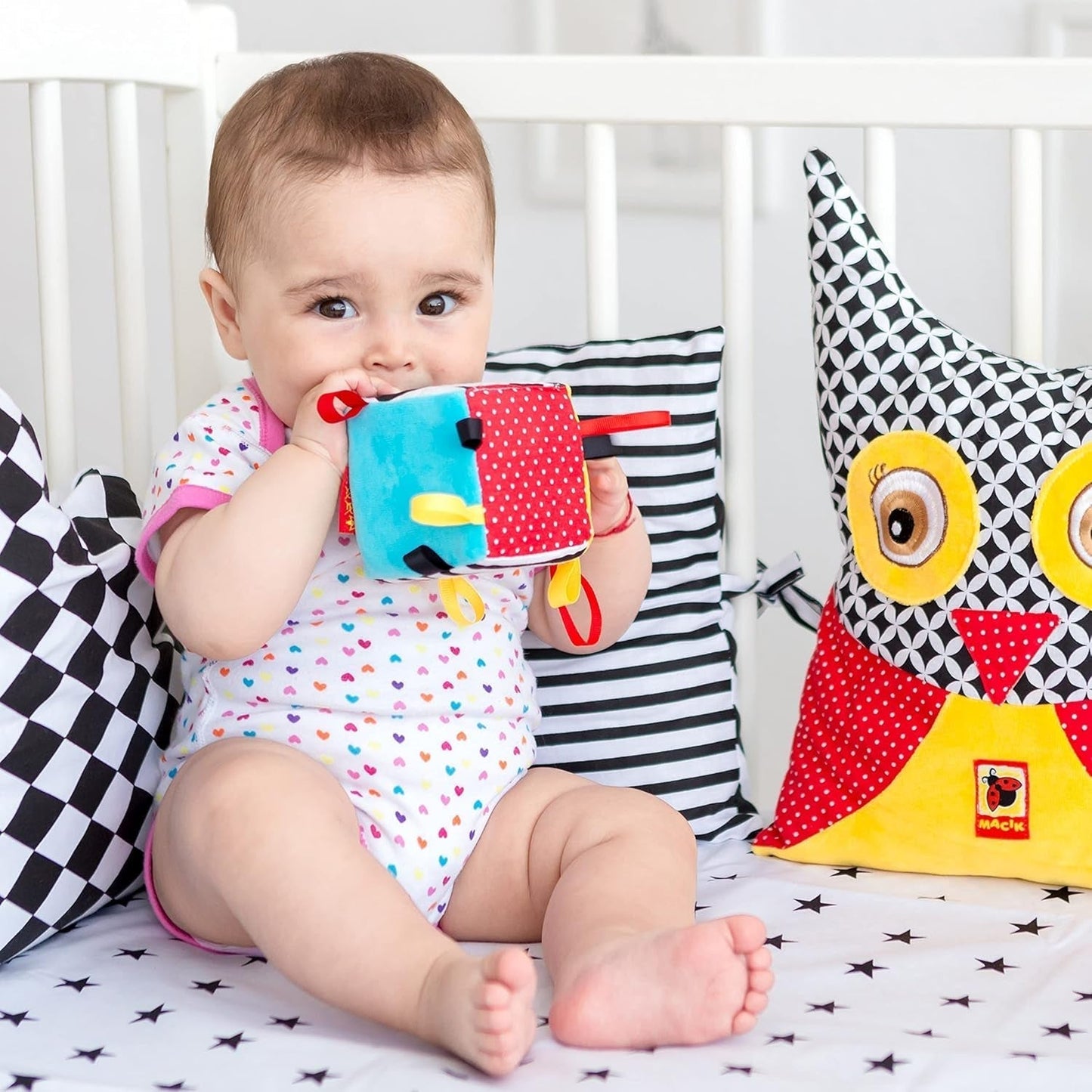 magdum 2 sæt baby terning spil + stof bold - motorisk legetøj fra 1 år - legetøj til børn 6 måneder - Montessori legetøj - pædagogisk legetøj 1 år - gave til børn - bold til børn - terning til børn - gaver til børn Legetøj Bebe Naty Shop