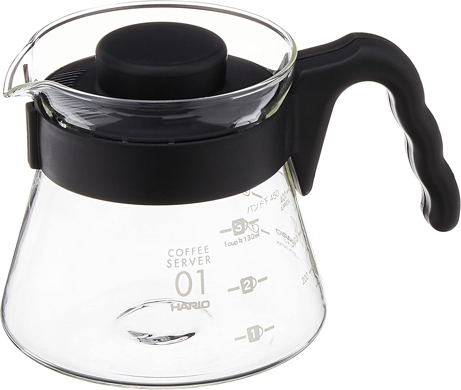 4977642019126 Karaffel til servering af kaffe V60 700 ml VCS-02B, glas, farveløs, 17,3 x 14,1 x 13 cm