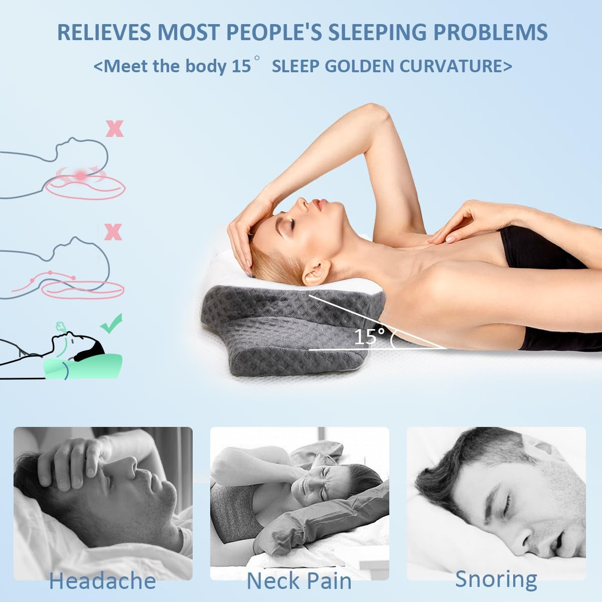 Topmener Memory Foam Ortopædisk Pude, Justerbar Nakkepude, Sommerfugleformet Ergonomisk Ortopædisk Pude til Nakkestøtte under Søvn, Sovepude til Ryg og Mave Sovende Cervikale Ortopædiske Puder Naty Shop