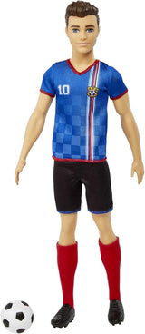 Barbie You Can Be Anything Series Ken Dukke Fodboldspiller Brunt Hår Ken Dukke Blå T-shirt Fodbold 1X Ken Fodbold Dukke Børnegave 3 år gammelt legetøj Hcn15 Naty Shop Dukker