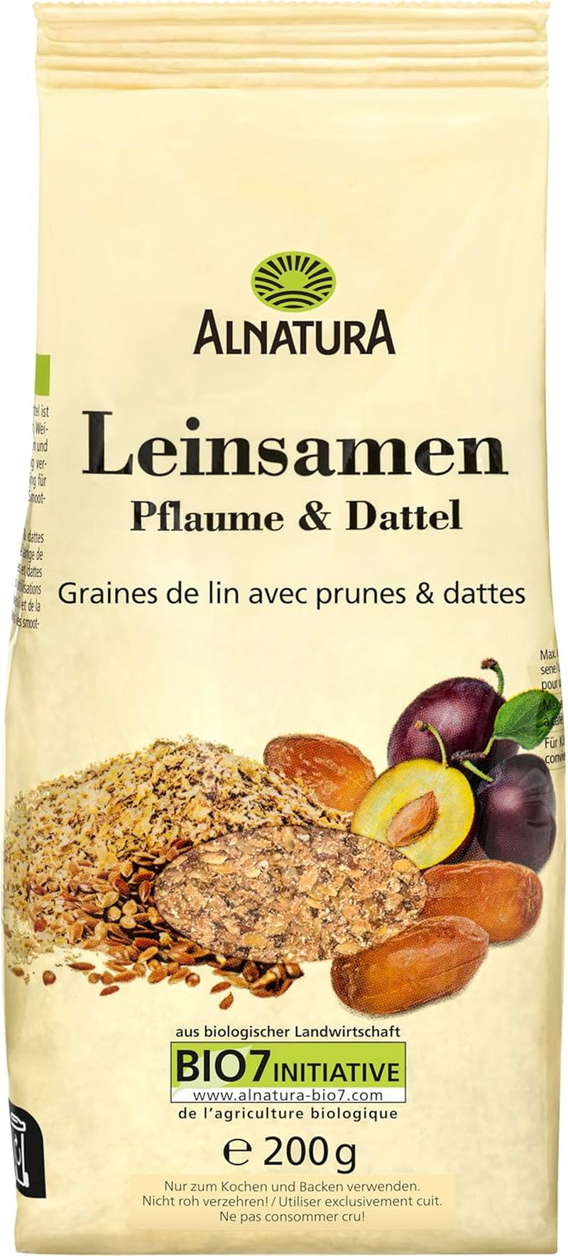 Økologiske blommer og dadler med hørfrø, 200 g