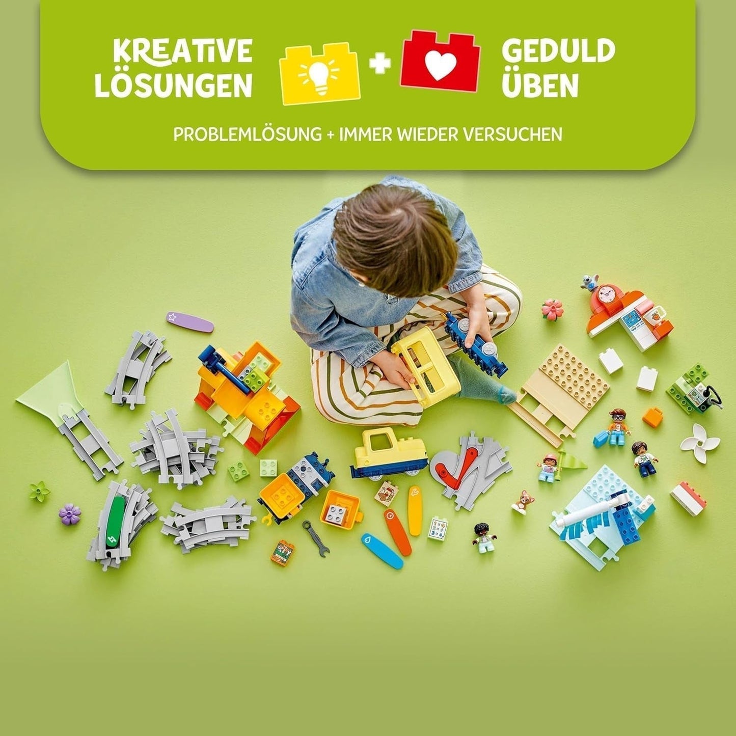 LEGO DUPLO Town stor interaktiv jernbane, byggelegetøj til småbørn 3 år, Push & Go-lokomotiv med lys og lyde, spordele, pædagogisk legetøj til førskolebørn 10428 Byggesæt Beuche den LEGO-Store