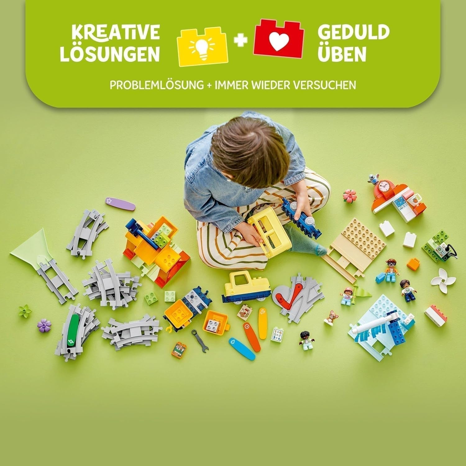 LEGO DUPLO Town stor interaktiv jernbane, byggelegetøj til småbørn 3 år, Push & Go-lokomotiv med lys og lyde, spordele, pædagogisk legetøj til førskolebørn 10428 Byggesæt Beuche den LEGO-Store