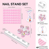 Makartt Akryl negleholder, magnetisk negleholder, negleholder, transparent pink negleholder med 48 klæbende kit