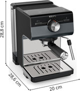 KRUPS Authentic+ espressomaskine, 15 bar, intuitiv betjening, sofistikeret design, dampmundstykke, inklusive udvidet tilbehør, Bullet Dark sølv/rustfrit stål, XP384G10