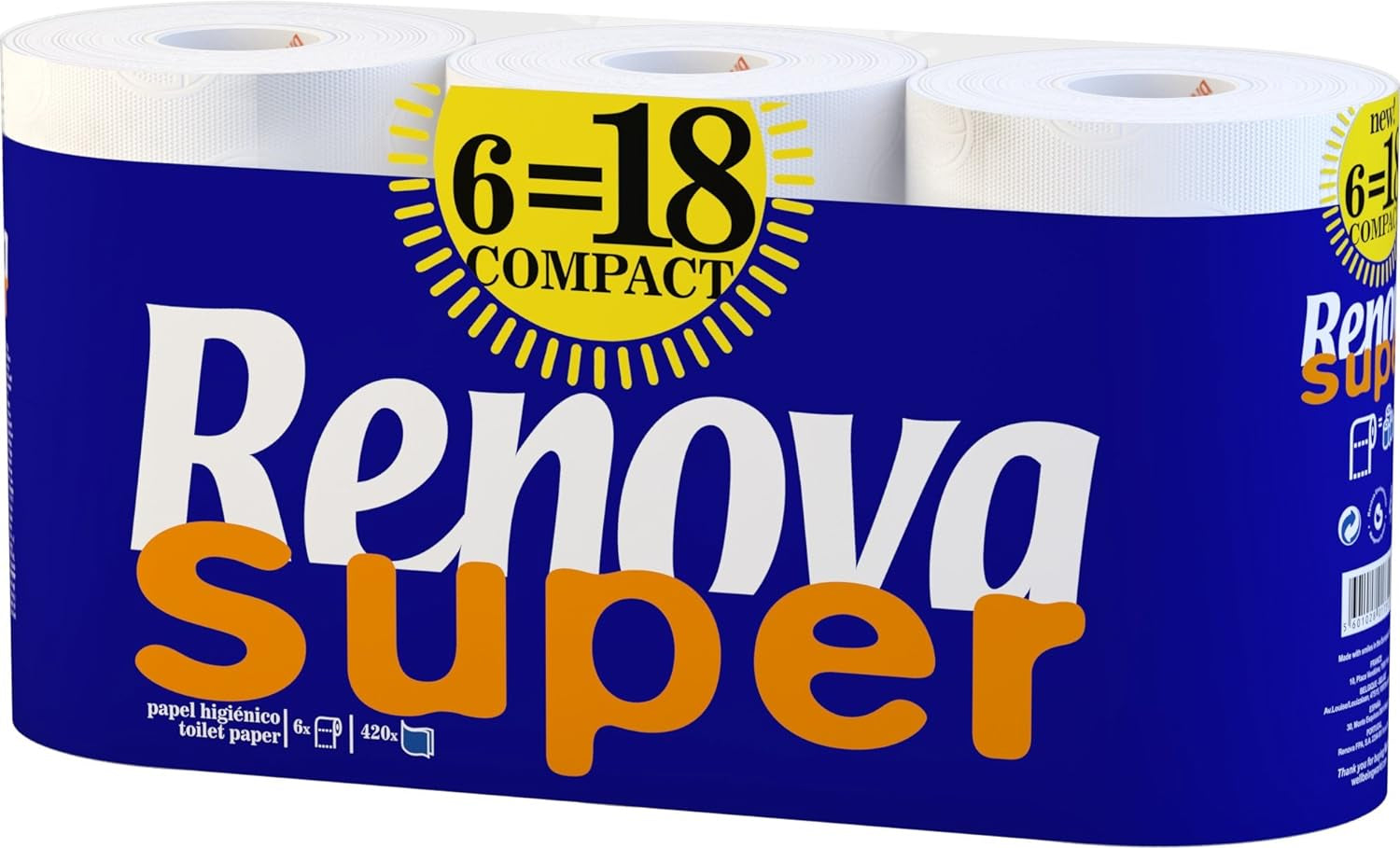 Toiletpapir RENOVA SUPER COMPACT 6 ruller