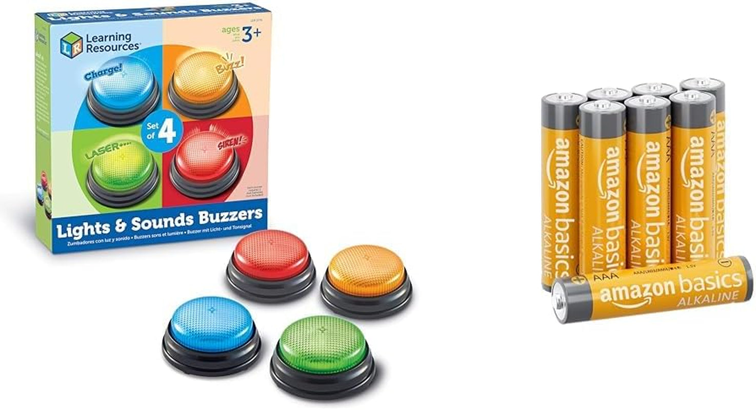 Læringsressourcer Lys og lyd Buzzer pædagogiske spil fra 3 år Spørgelegetøj til børn med 4 forskellige lyde til spilleaftener og klasseværelser Bebe Naty Shop legetøj + batterier Sæt med 4