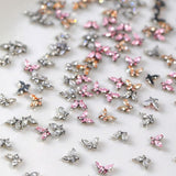 Mini Butterfly Zircon Nail Nøgleringe Y2K Hvid Champagne Pink Rhinestone Krystal Sommerfugl Nøgleringe Negle 3D Butterfly Nail Design Nøgleringe Butterfly Negle Dekoration Nail Art Nøgleringe Negle Accessories