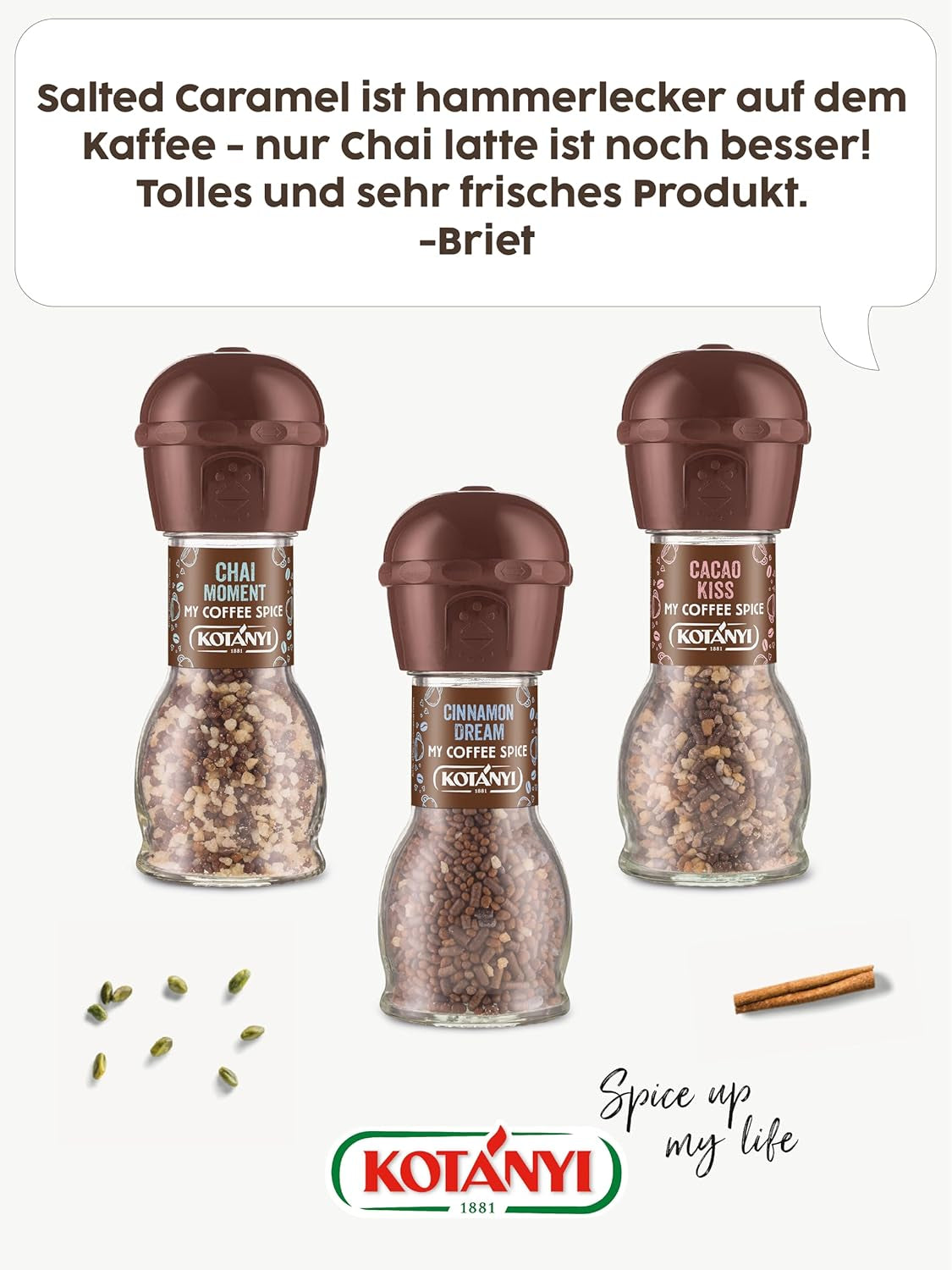 Kotanyi saltet karamel kaffe topping | feiner Caramellgeschmack, 4er Pack (4 x 65g)