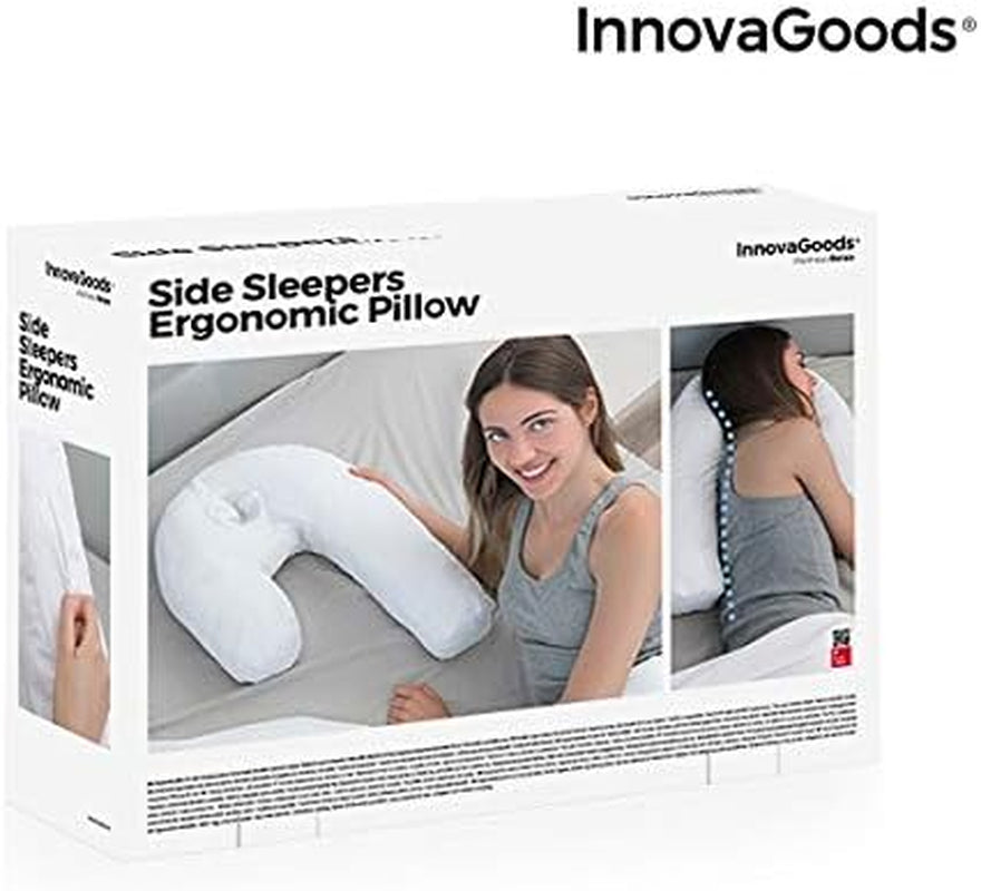 Innovagoods Ergonomisk U-formet pude til sidesover, ideel til graviditet, fremmer rolig vejrtrækning, reducerer snorken, bomuld og polyester, hvid, 39 X 57 X 14 cm Cervikal ortopædiske puder Naty Shop