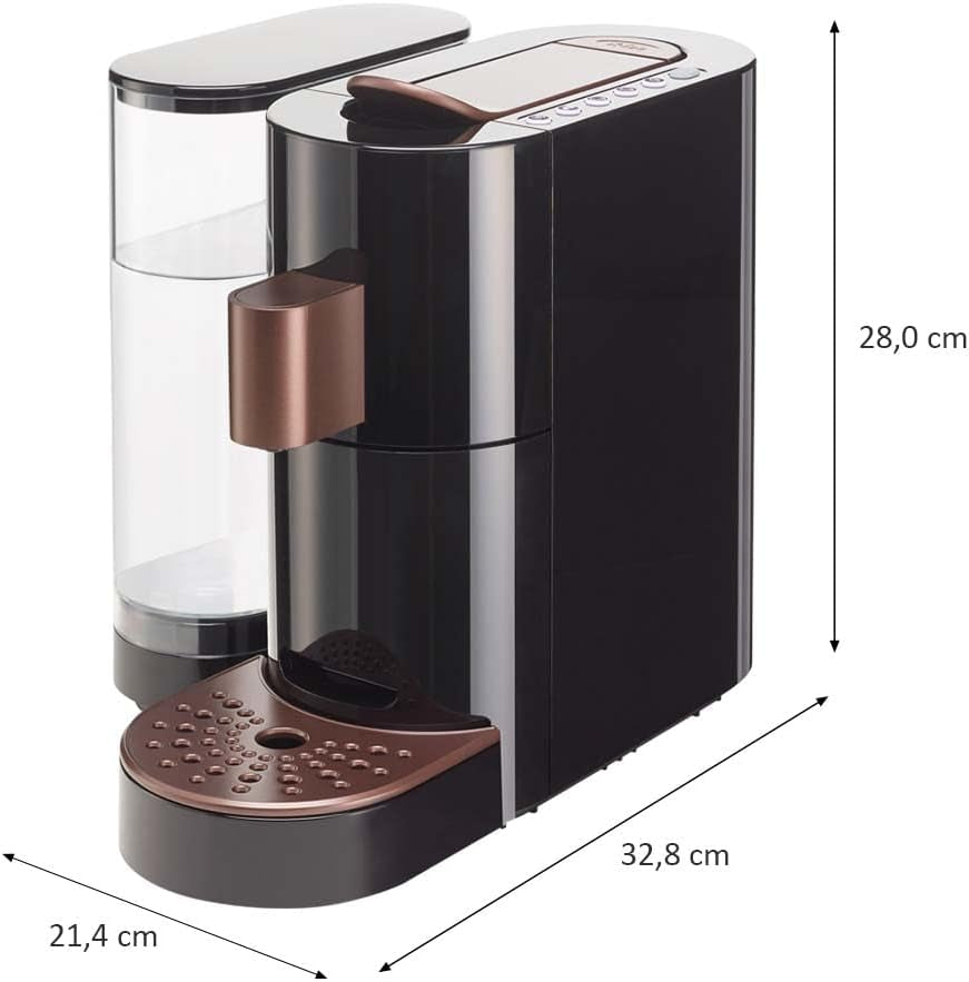 K-FEE TWINS II kapsel espressomaskine til kaffe, te og kakao | Espressomaskine til store kopper | Hurtig opvarmning | 2,3 l vandtank | 19 takter | Sort-kobber