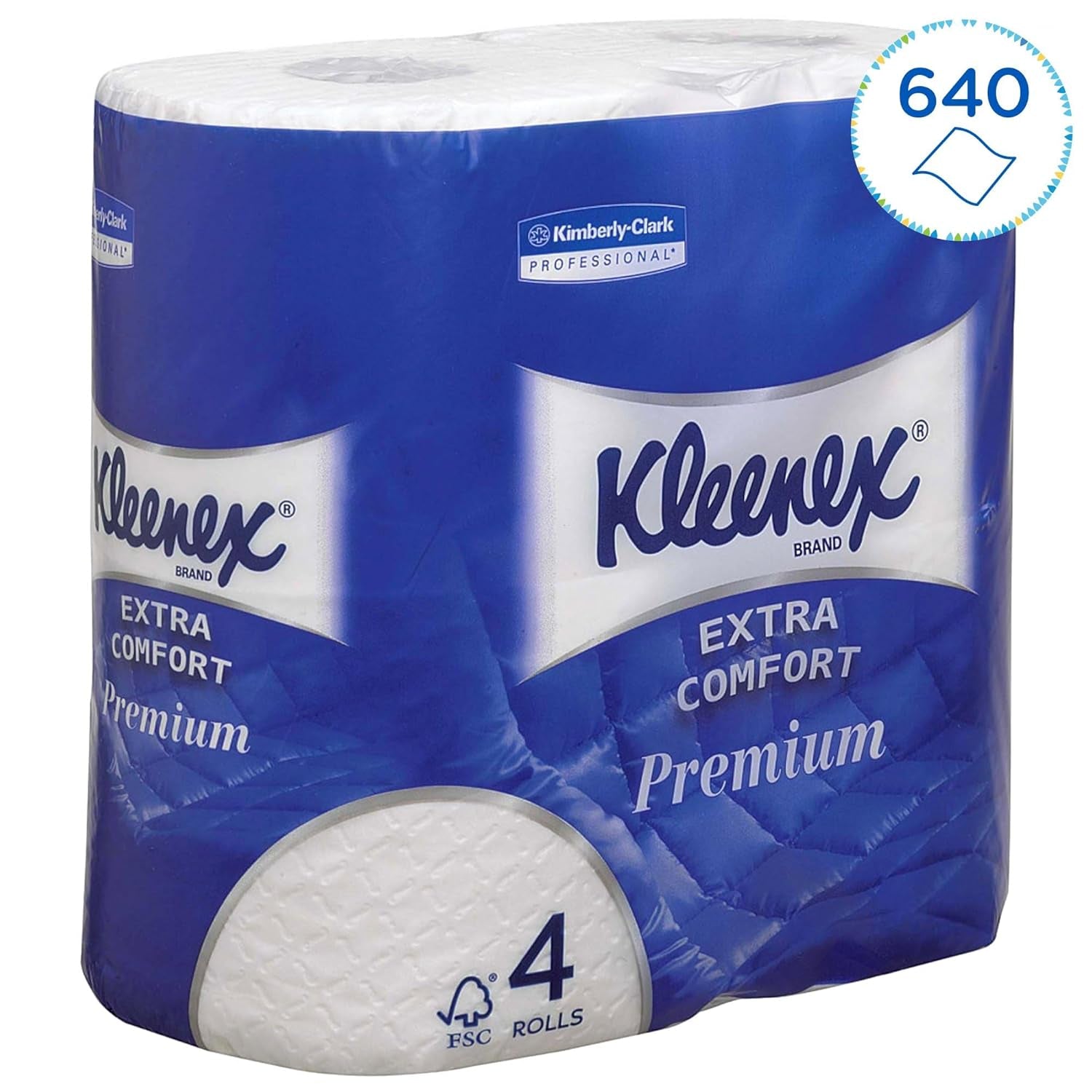 Kleenex Premium toiletpapirruller 8484, toiletpapir 24 ruller x 160 puffede ark, 4-lags toiletpapir, 100 % ren fiber, høj kvalitet, rivefast og blød (2 pakke)