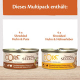 Wellness CORE Signature Selects 8 x 79 g, kylling og kalkunblanding - våd kattefoder, lækre strimler i sauce, kornfri, naturlig, allergivenlig, høj i protein, høj i kød