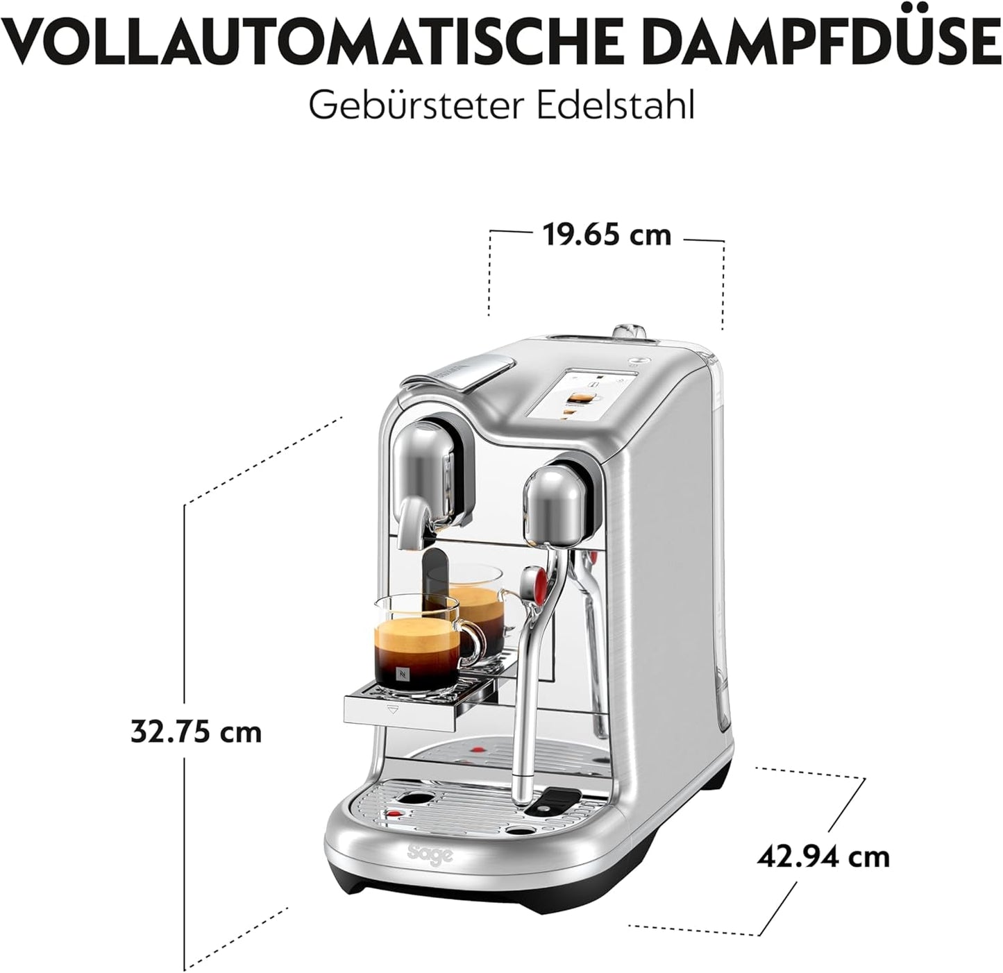 Sage Nespresso Creatista Pro espressomaskine, rustfrit stål, børstet rustfrit stål