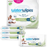 WaterWipes Sensitive+ vådservietter til baby og småbørn, 720 Count (12 Pack), 3-i-1 rengøring, pleje, beskyttelse, 99,9 % vand, tekstureret rensning, parfumefri