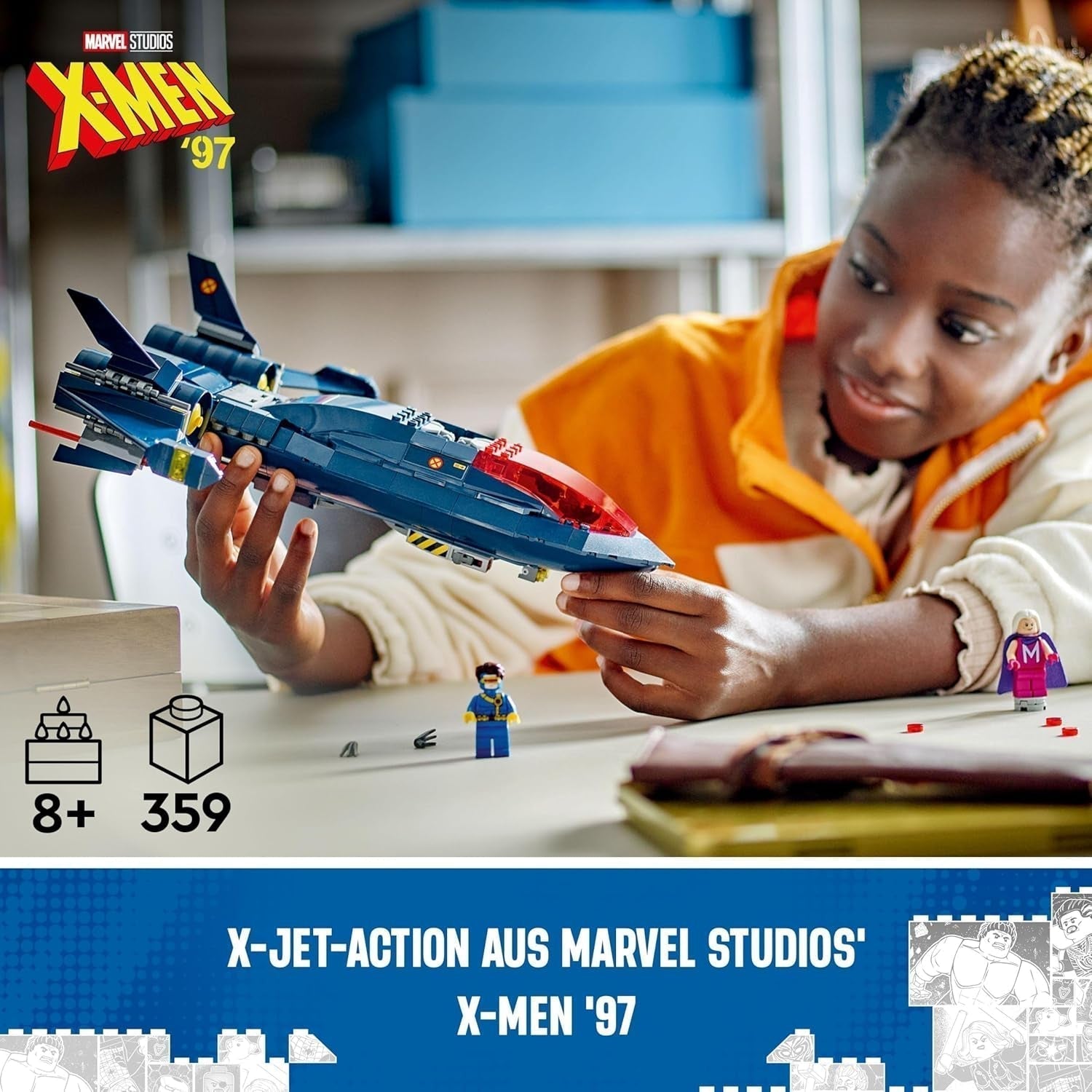 LEGO Marvel X-Jet X-Men-bygningsmodelflyet med figurer inklusive Wolverine og Rogue Superhelte-legetøj til børn Gave til drenge og piger 8 år 76281 Byggesæt Beuche den LEGO-Store