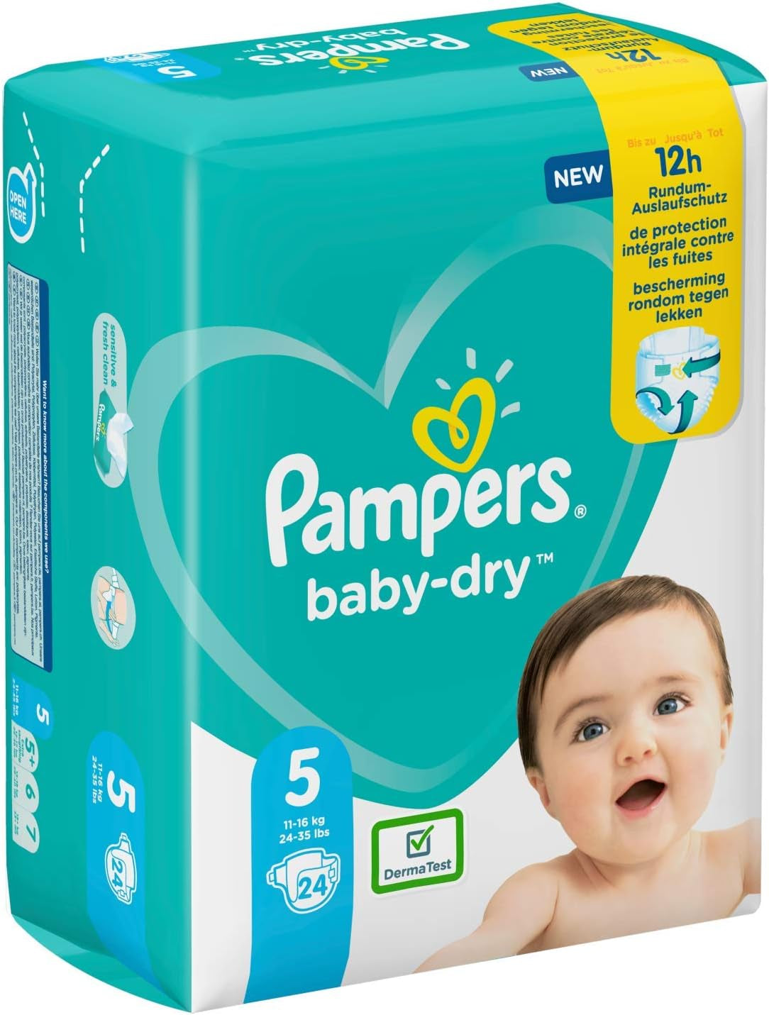 Pampers bleer til babyer str. 5 (11-16 kg), 24 stykker, op til 12 timers lækagebeskyttelse
